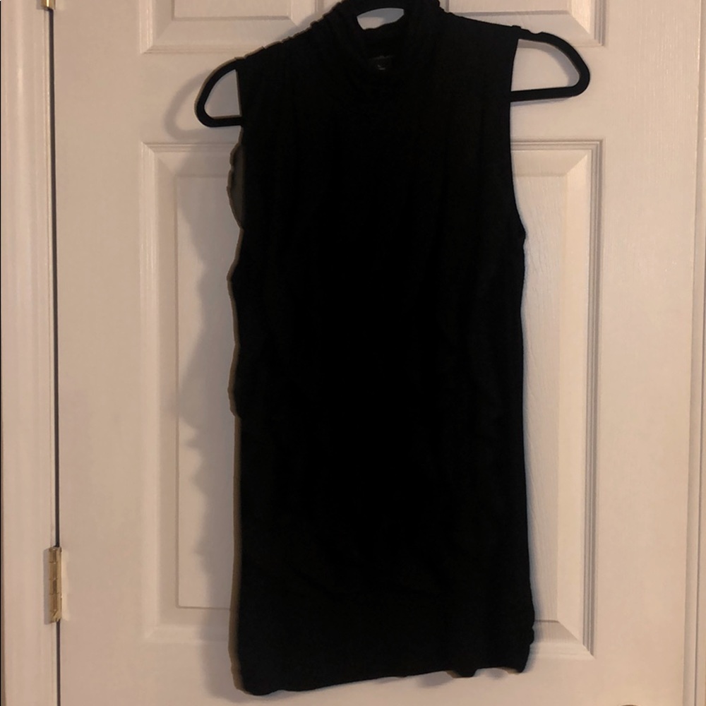 Ruffle Detail sleeveless black blouse